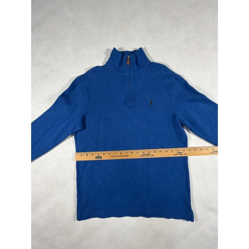 Polo Ralph Lauren Mens‎ Quarter Zip Pullover Royal Blue Knit Sweater Size M